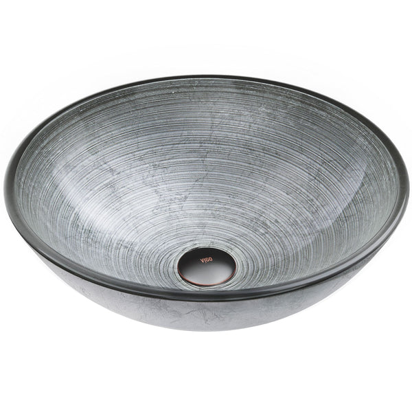 Simply Glass Round Vessel Bathroom Sink/Basin with Deep Bowl, Gray M4I3