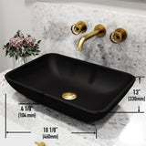 Sottile MatteShell Matte Black Bathroom Sink/Basin Set with Cass Wall Mount Faucet and Glass Rectangular Vessel O3U5 - product image 3