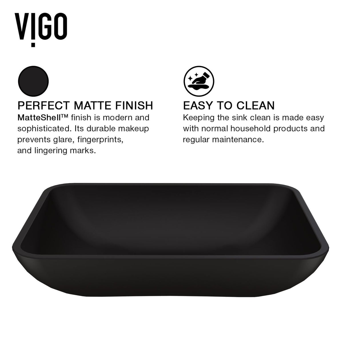 Sottile MatteShell Matte Black Bathroom Sink/Basin Set with Cass Wall Mount Faucet and Glass Rectangular Vessel O3U5 - product image 6