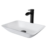 Sottile MatteShell White Bathroom Sink/Basin Set with Niko Faucet and Glass Rectangular Vessel G9U4 - product image 1