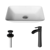 Sottile MatteShell White Bathroom Sink/Basin Set with Niko Faucet and Glass Rectangular Vessel G9U4 - product image 2