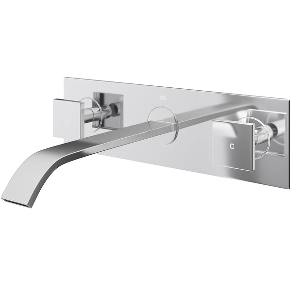 Titus Wall Mount Dual Handle Bathroom Sink Faucet, Eco-Friendly 1.2 GPM Flow Rate, Chrome L1F2