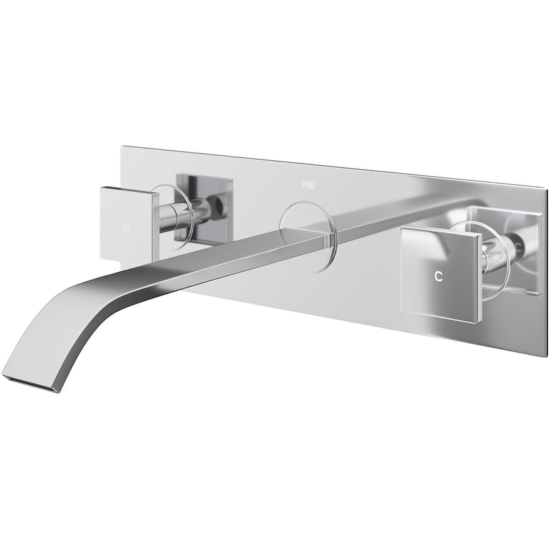 Titus Wall Mount Dual Handle Bathroom Sink Faucet, Eco-Friendly 1.2 GPM Flow Rate, Chrome L1F2