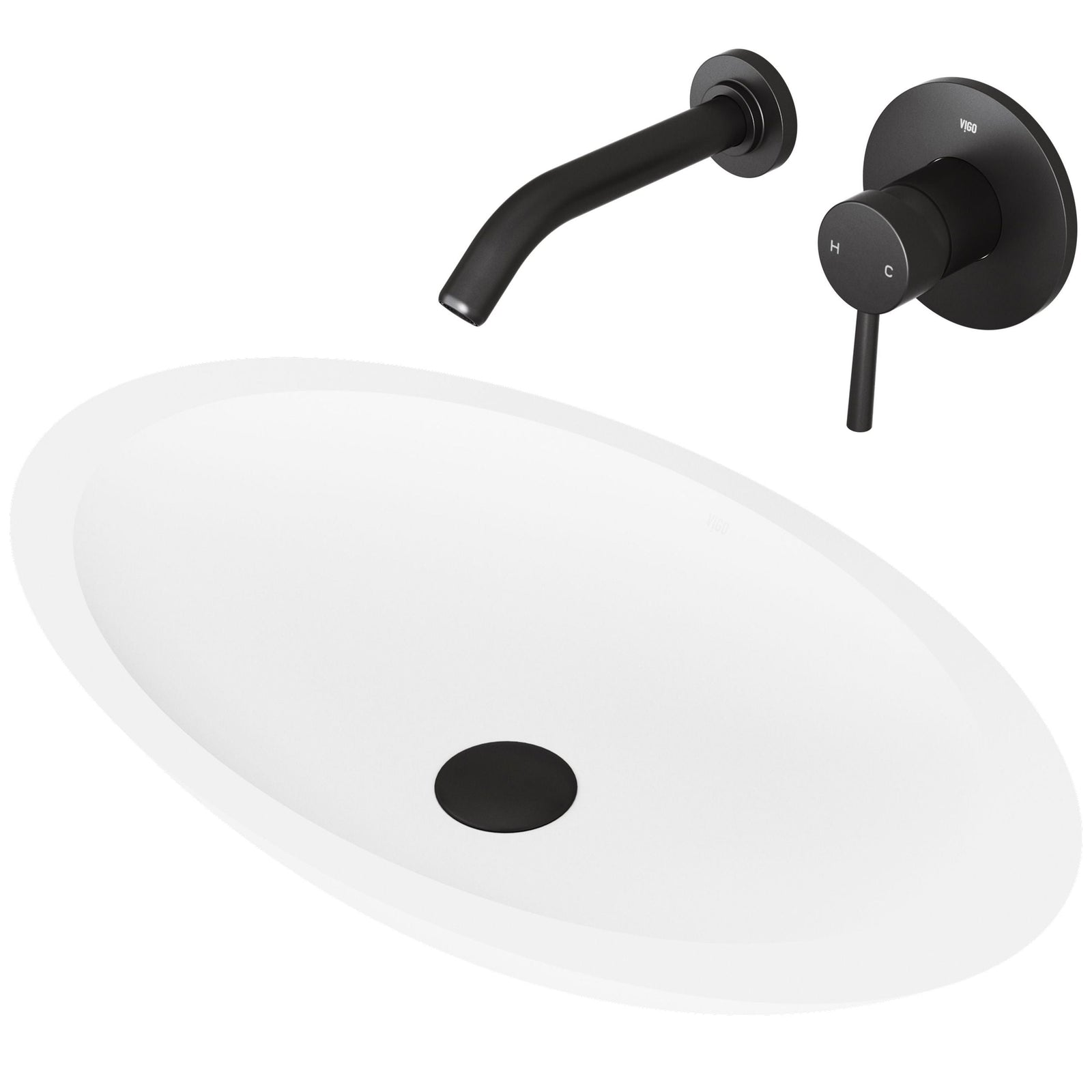 Wisteria White Bathroom Sink Set with Matte Black Olus Faucet D8Y6 - product image 1