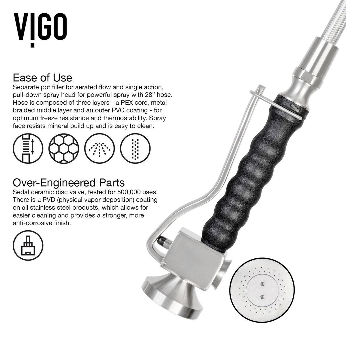 Zurich Single Handle Pull Down Spray Kitchen Faucet, Stainless Steel X4K8 - product image 5