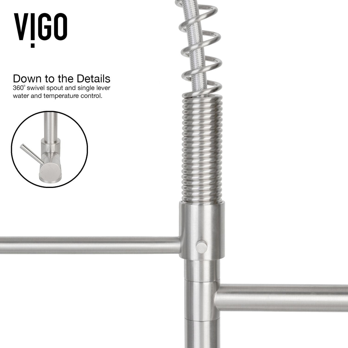 Zurich Single Handle Pull Down Spray Kitchen Faucet, Stainless Steel X4K8 - product image 7