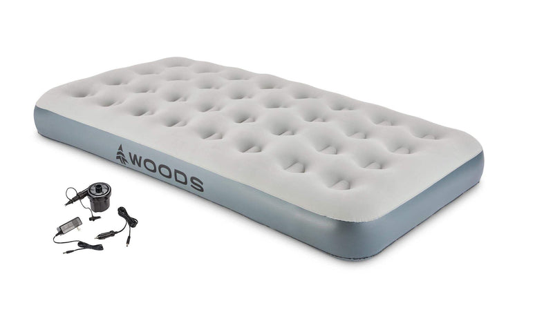 Twin Single-High Inflatable Air Mattress/Airbed, 2-in-1 Pump For AC/Car Outlet, Beige T2P5