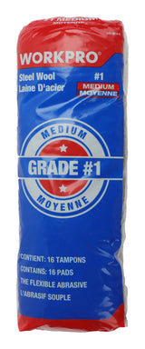 Steel Wool Pads, Surface Cleaning, Preparation & Rust-Removal, Medium Grade, 16-pk W8Z0 - product image 1