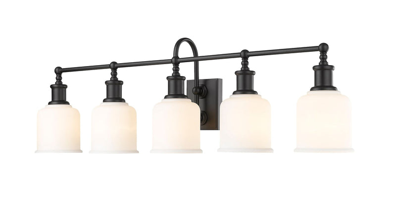 Bryant 5-Light Vanity Light, Black with Opal Shade U1N8