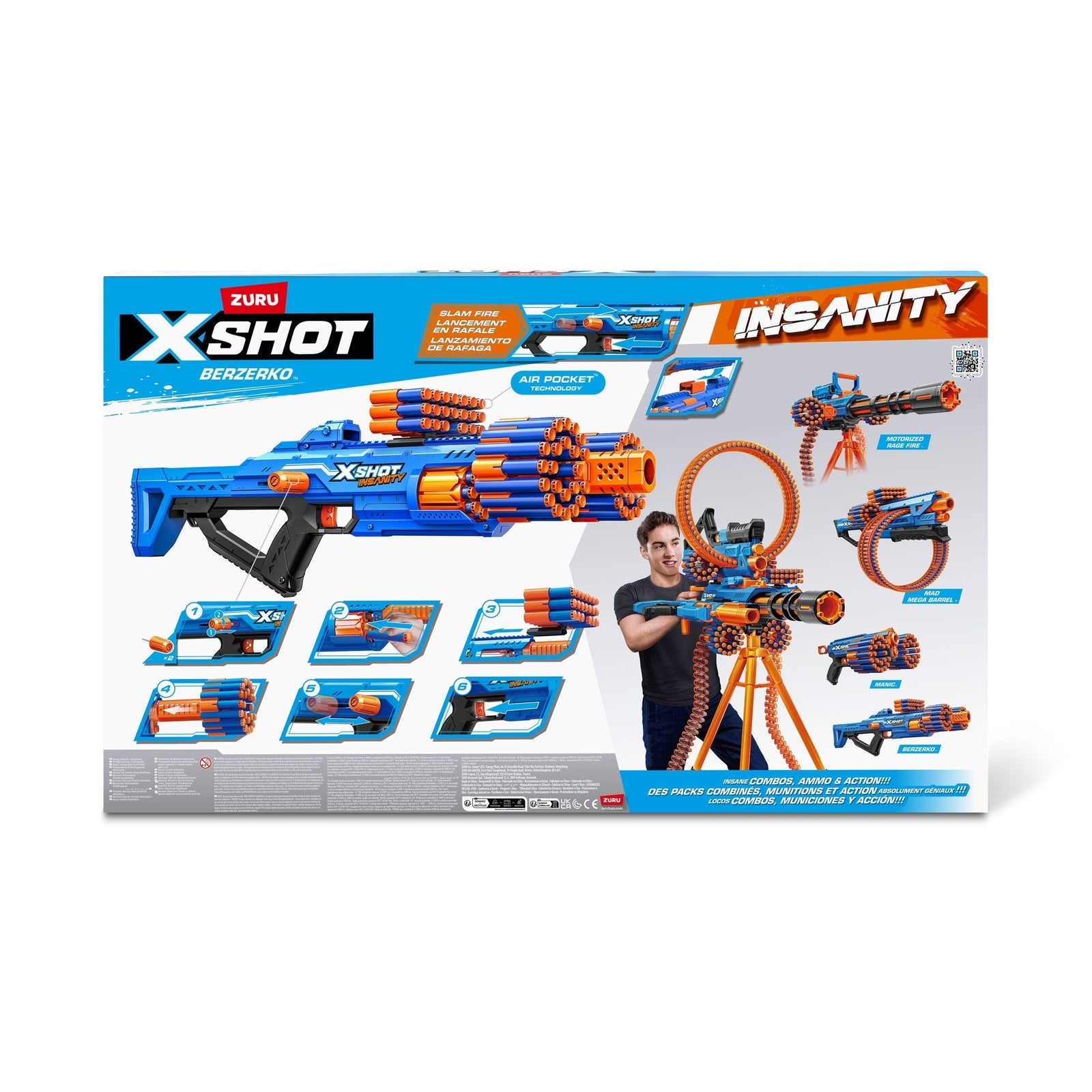 X-Shot Insanity-Series 1 Berzerko Dart Blaster with 96 Darts, 2-pk, Ages 8+ E8S0 - product image 3