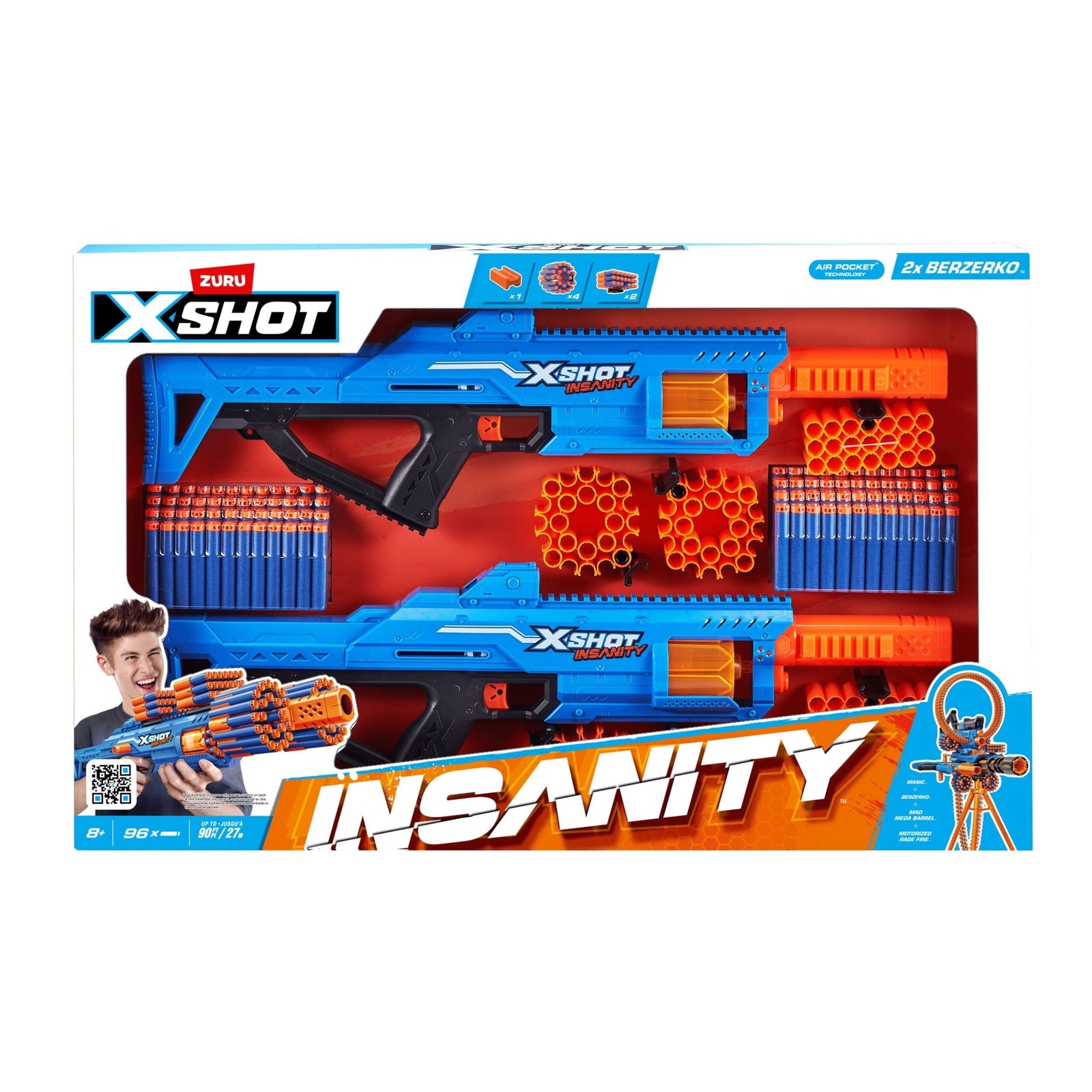 X-Shot Insanity-Series 1 Berzerko Dart Blaster with 96 Darts, 2-pk, Ages 8+ E8S0 - product image 4