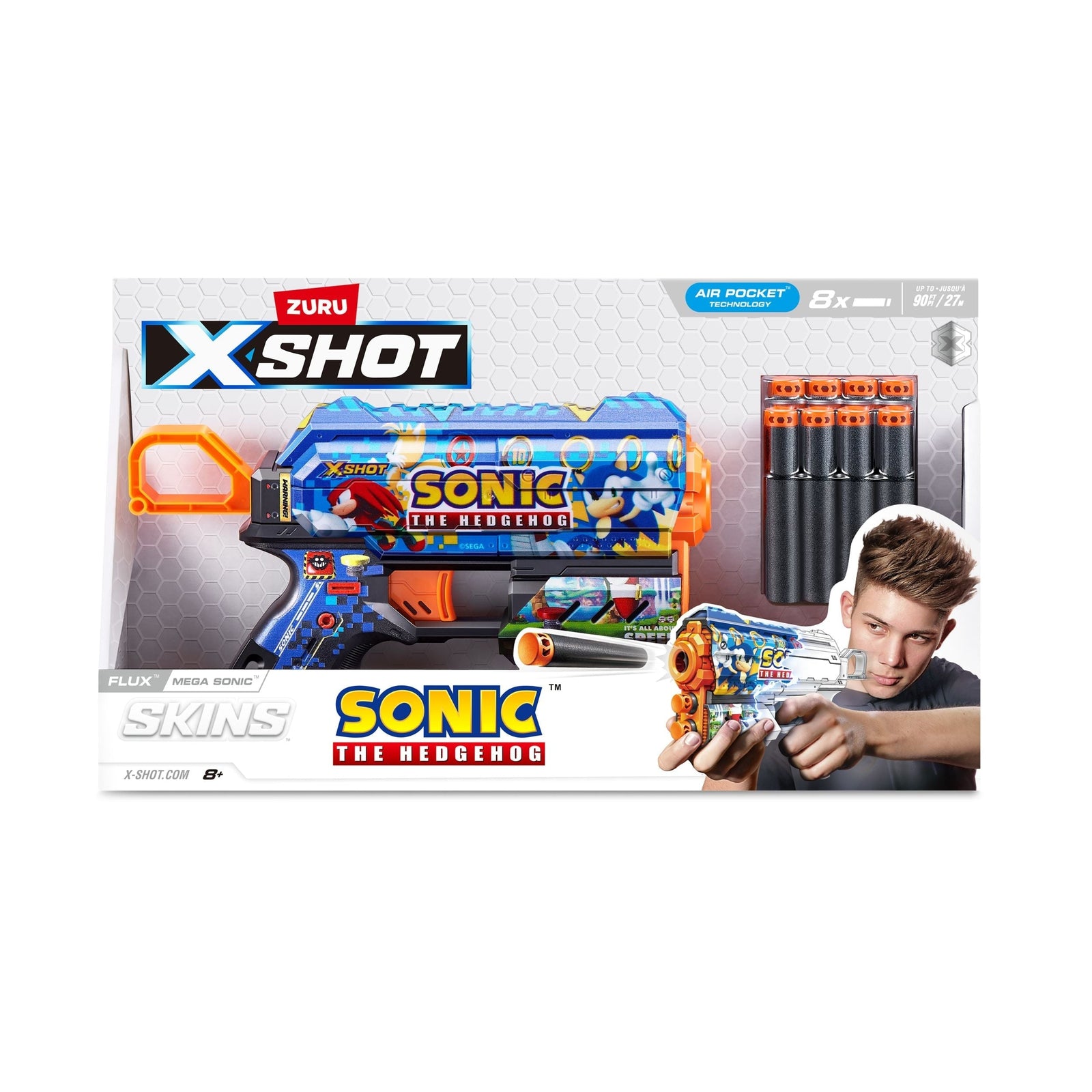 X-Shot Skins Sonic the Hedgehog Flux Blaster, Includes 8 Darts, Ages 8+ K6K6 - product image 1